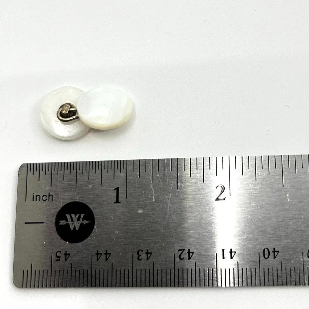 VTG Antique Mother of Pearl Cufflinks Lot Set White Shell Brass Tone Dress Studs